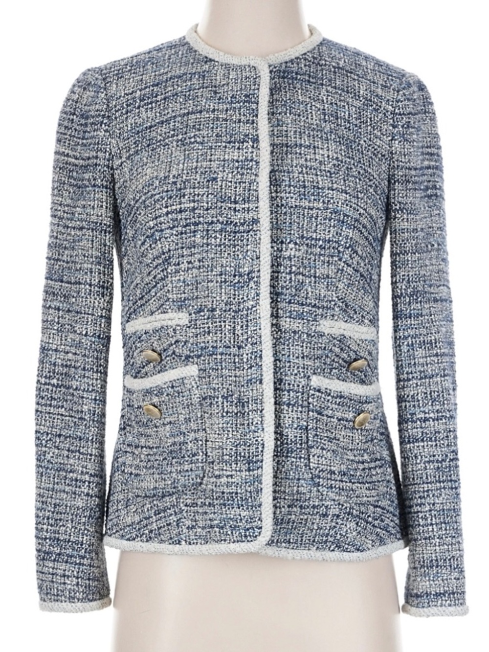 Rebecca Taylor Blue Tweed Blazer Jacket Women's Size 6 NWT